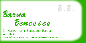 barna bencsics business card